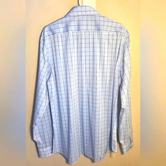 ⭐️Michael Kors Blue Checkered Shirt Size XL Slim Fit - Picture 2 of 4
